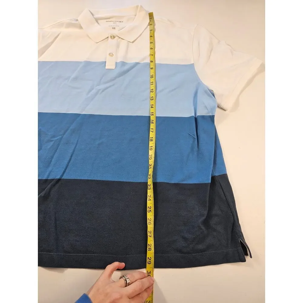 Banana republic XXL 2XL pique color block blue white polo EUC casual comfort